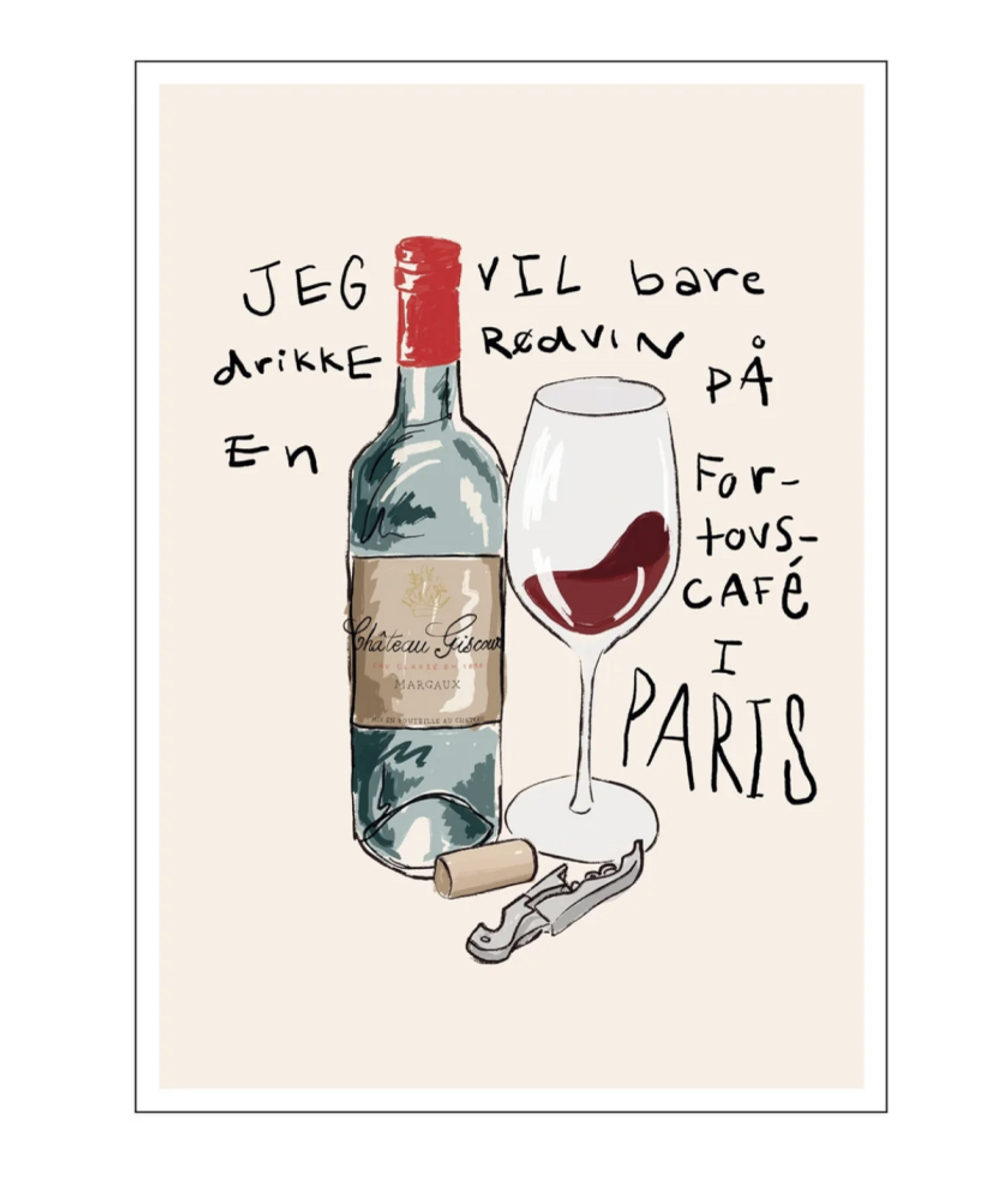 PLAKAT - Vin à Paris - A3 - Gustav Lautrup