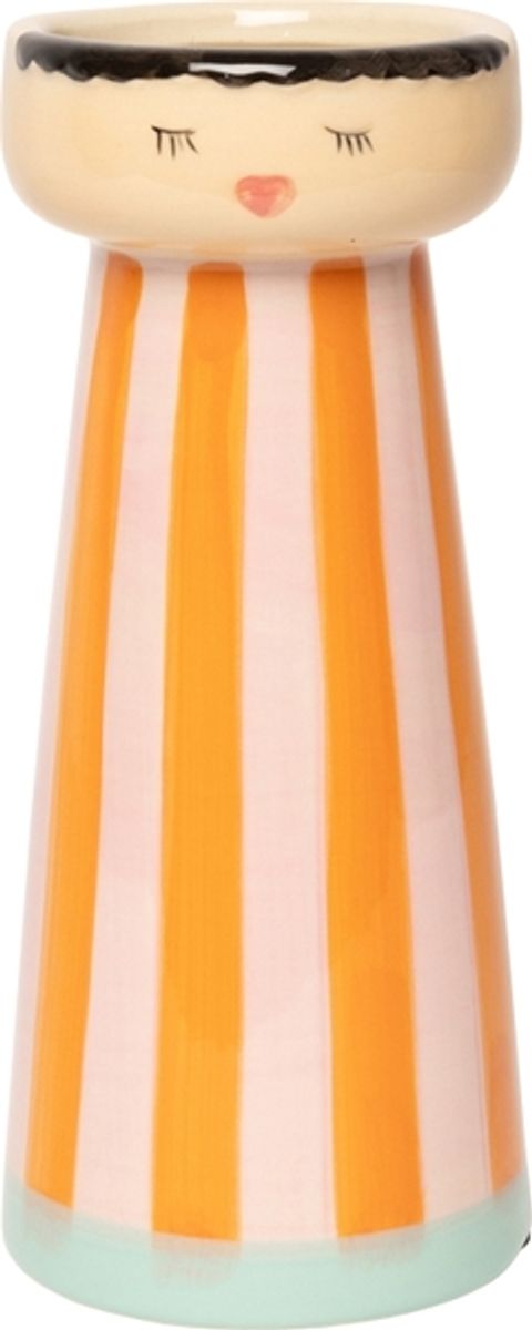 VASE – Miss med striper – oransje og lyserosa med mint