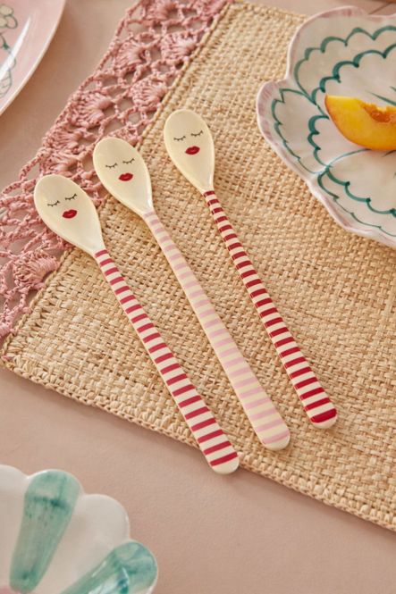 Hovedbilde LATTESKJEER – Rosa og røde striper – 3 pk ...