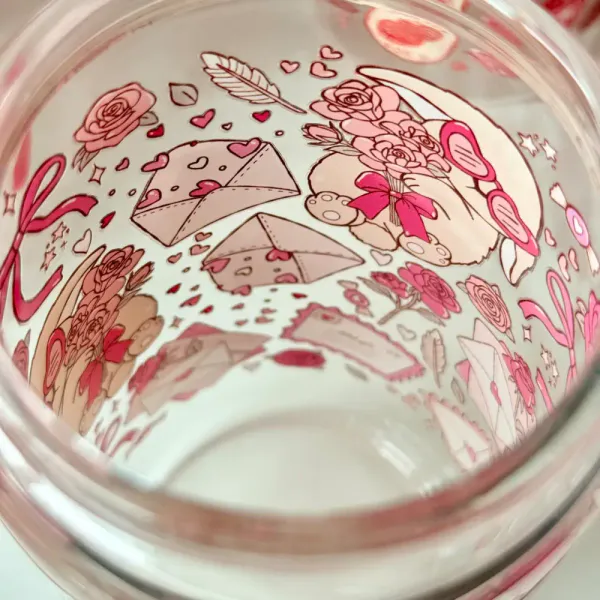 Hovedbilde DRIKKEGLASS MED LOKK OG SUGERØR – Valentine Bunny ...