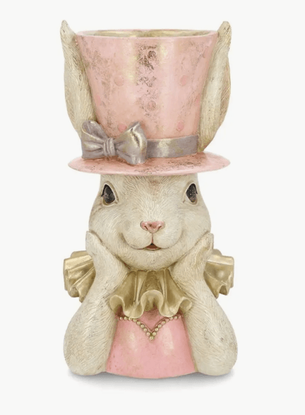 Hovedbilde PÅSKEPYNT – Kaninvase med rosa flosshatt – Alot