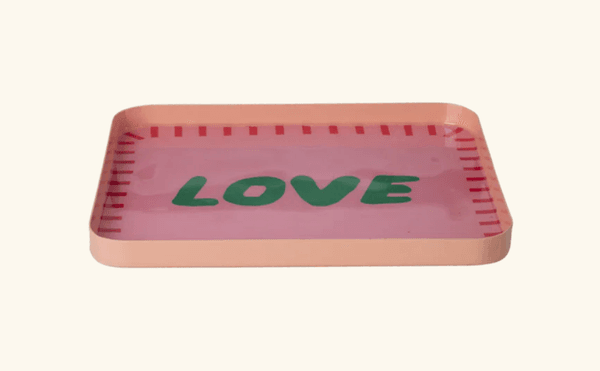 Hovedbilde METALLBRETT – LOVE rosa – Rice