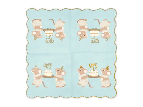 Hovedbilde SERVIETTER – 1 år Mus – Lyseblå – 12 pk ...