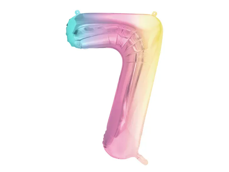 FOLIEBALLONG – Tall 7 – Pastell regnbue – 86 cm – PartyDeco