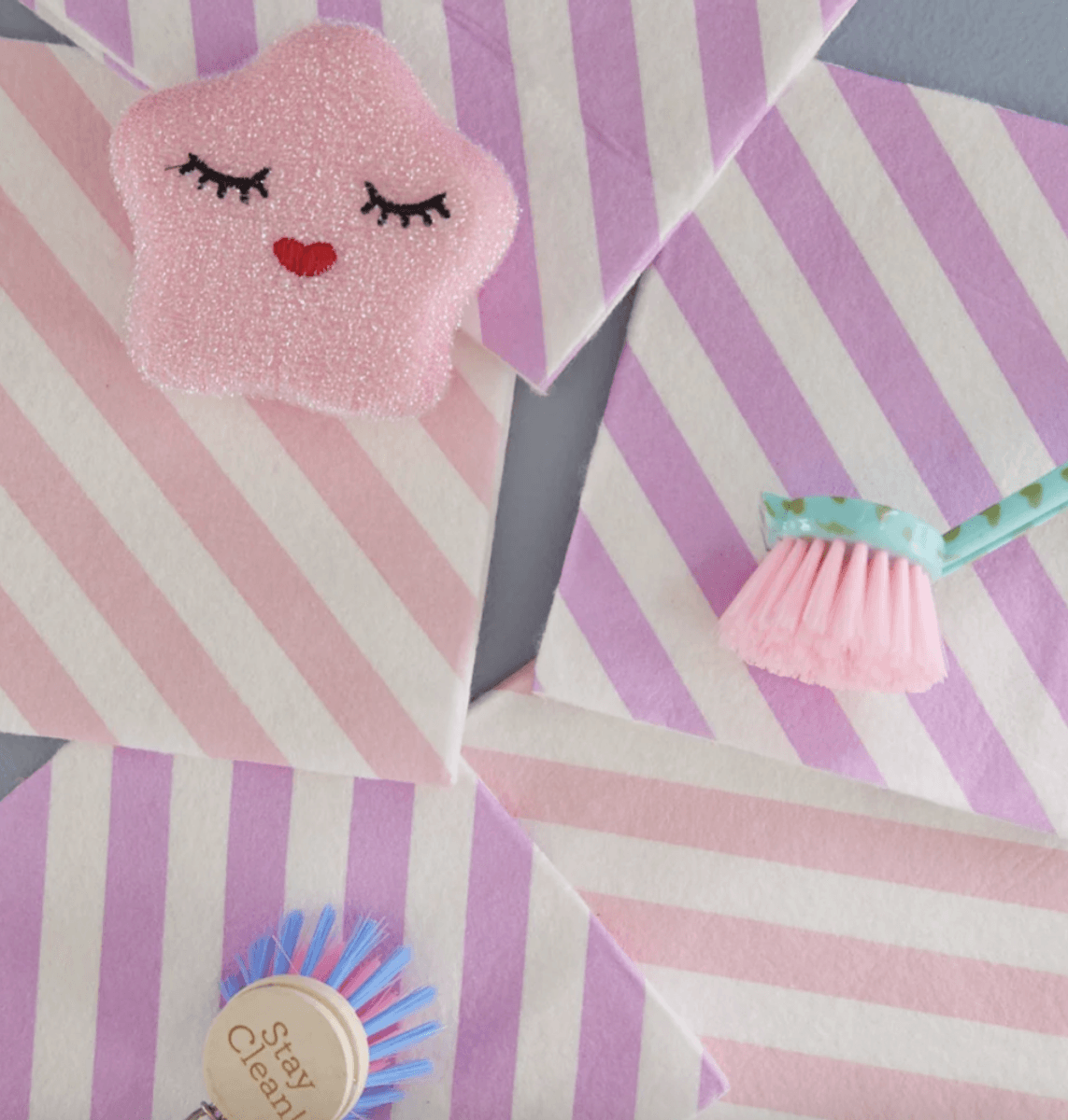 BAMBUS KJØKKENKLUTER – Rosa striper – 6 pk – Rice