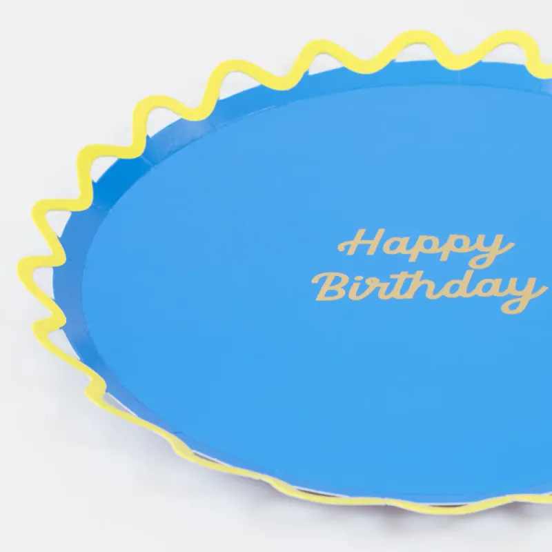 PAPPTALLERKENER – Happy Birthday med bølgekant – 8 pk – Meri Meri