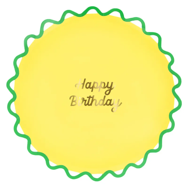 PAPPTALLERKENER – Happy Birthday med bølgekant – 8 pk – Meri Meri