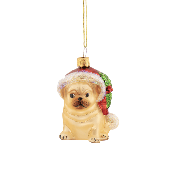 Hovedbilde JULETREPYNT – Mops med nisselue – Sass & Belle