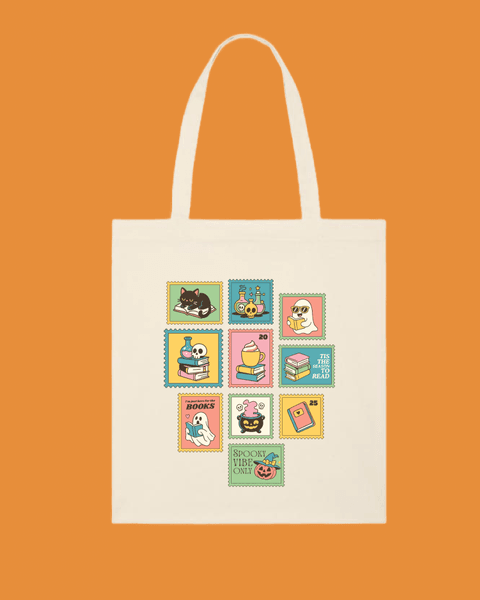 Hovedbilde TOTEBAG – Spooky Stamps – Festligtrykk
