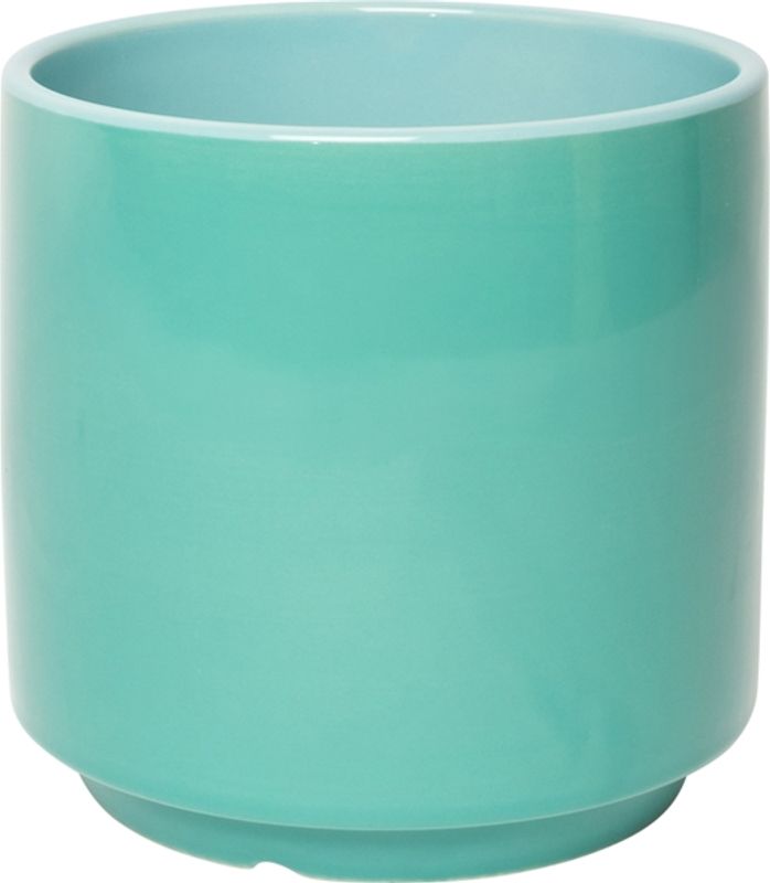BLOMSTERPOTTE MED SKÅL – mellomstor – mint og gul