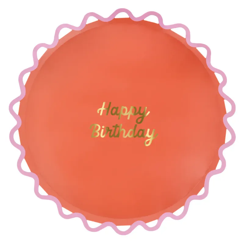 PAPPTALLERKENER – Happy Birthday med bølgekant – 8 pk – Meri Meri