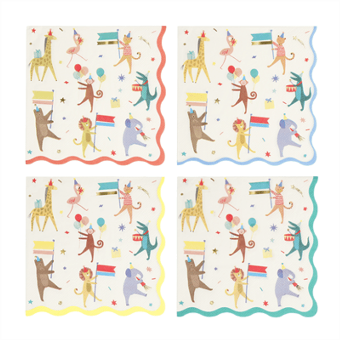Hovedbilde SERVIETTER – Dyreparade – 16-pk – Meri ...