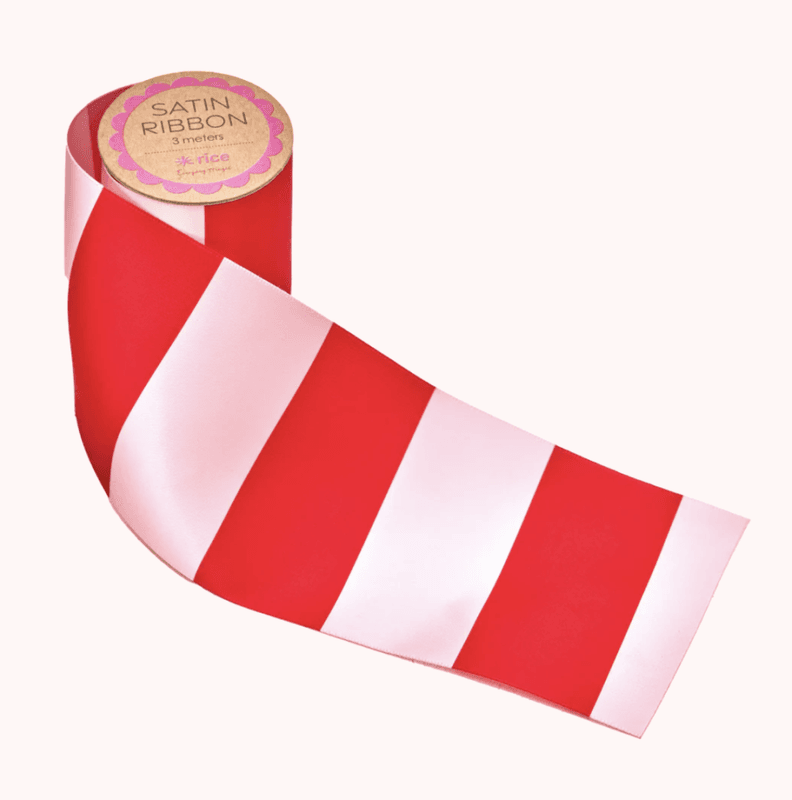 GAVEBÅND – Rosa og rød stripet – Rice