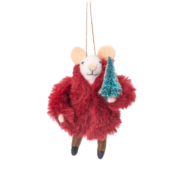 Hovedbilde JULETREPYNT – Mus med rød pelsjakke og juletre ...