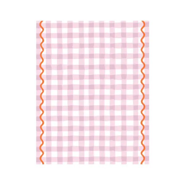 Hovedbilde DUK – Rutete lilla med oransje bølgekant – ...