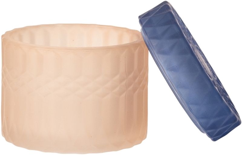 GLASSKRUKKE MED LOKK – beige og blå