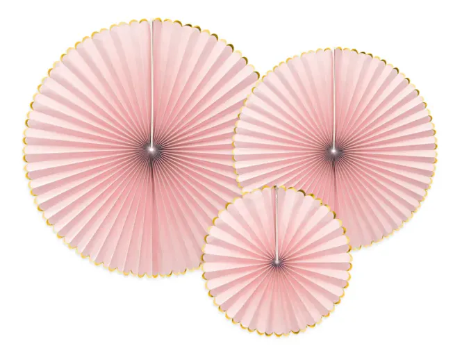 Hovedbilde PAPIRVIFTER – Lys Rosa med Gullkant – PartyDeco