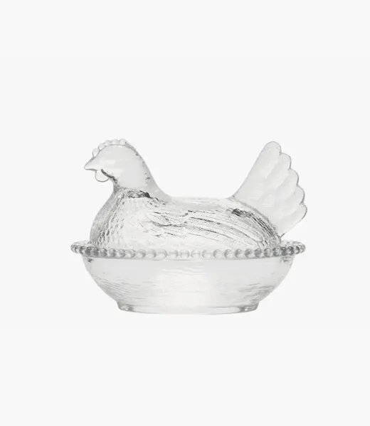 Hovedbilde GLASSKÅL MED LOKK – Høne – Alot