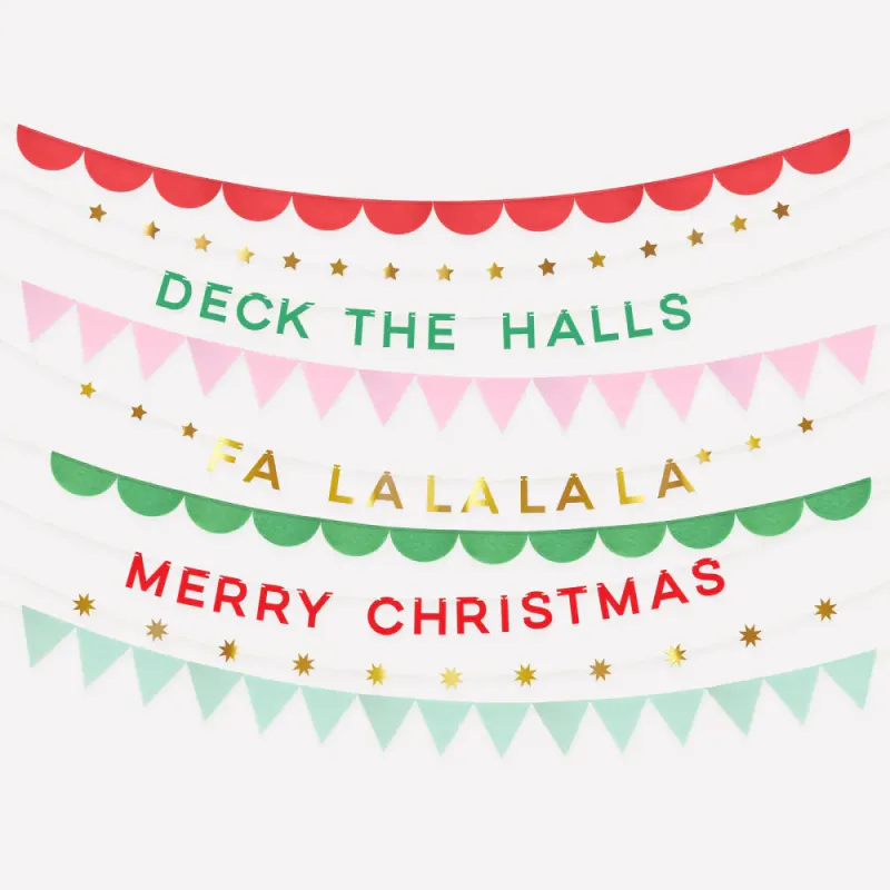 GIRLANDER – Merry Christmas Deck The Halls – 9 pk – Meri Meri