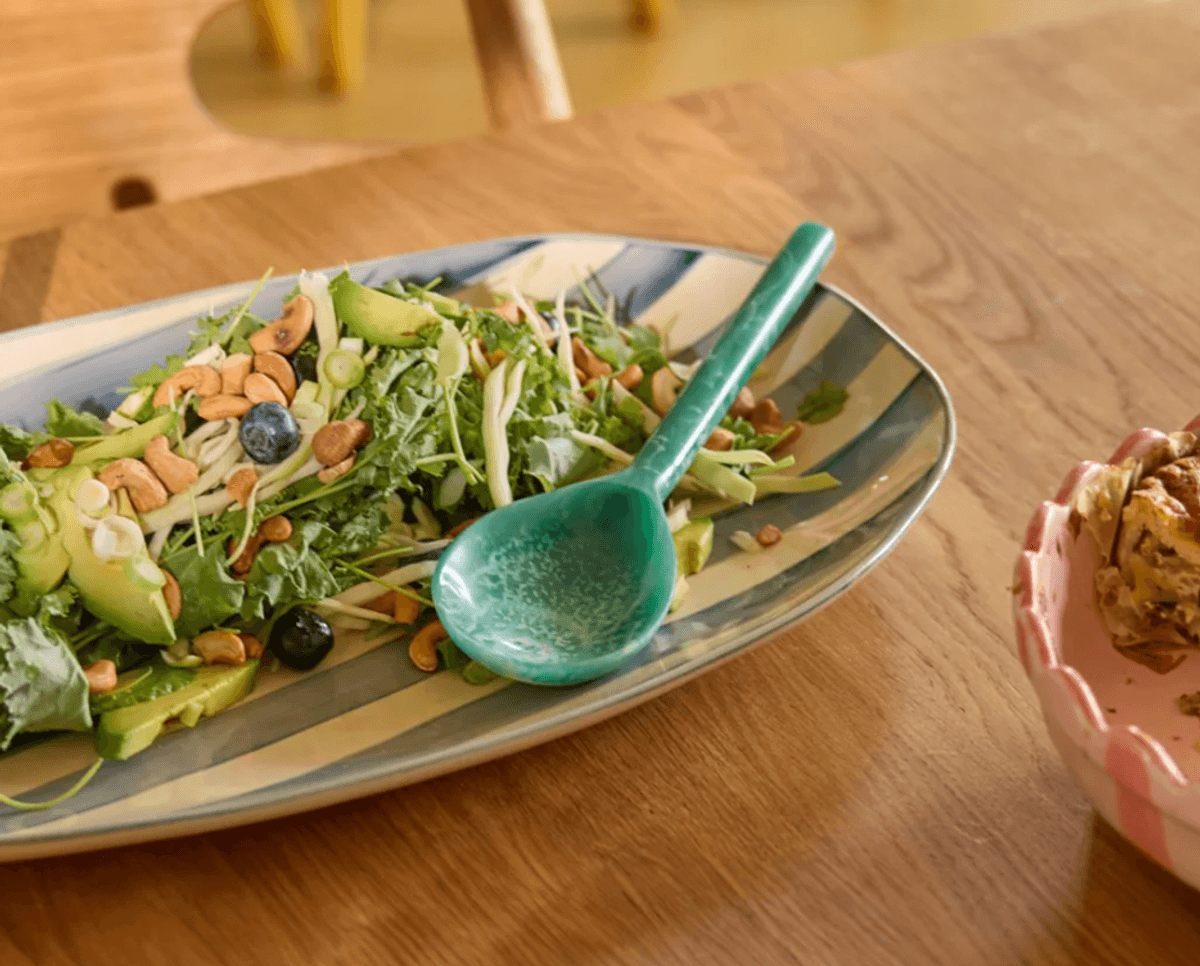 STORT SERVERINGSFAT – Blå striper – Rice