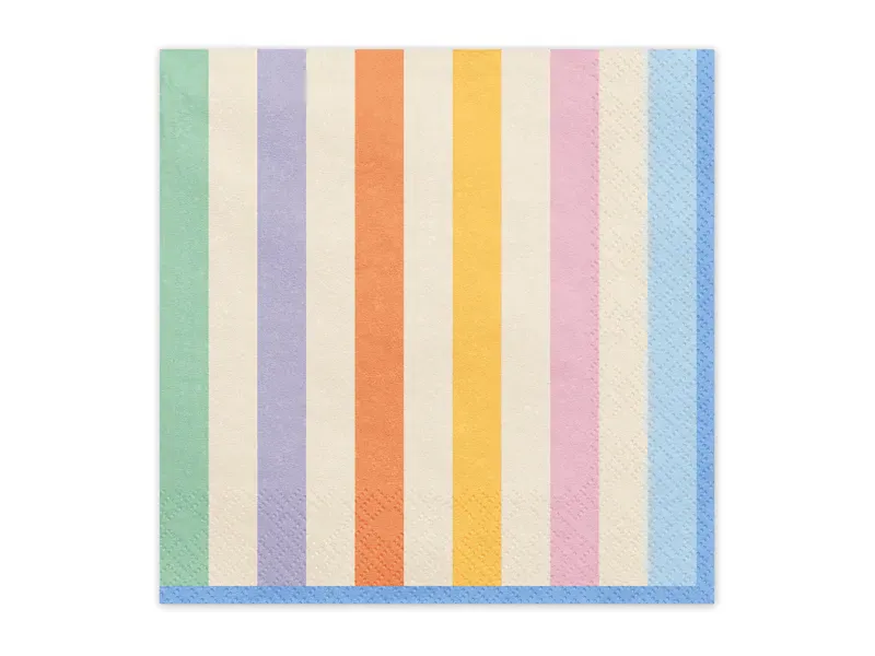 SERVIETTER – Fargerike striper – 20 pk – PartyDeco
