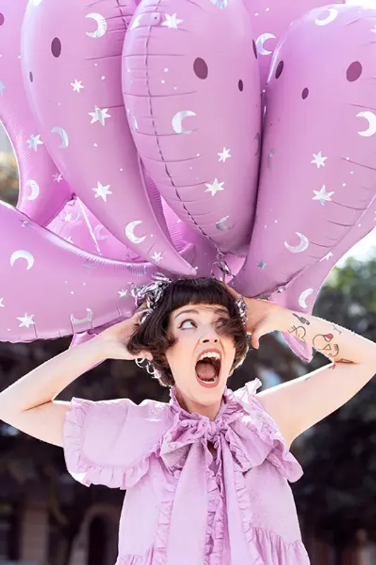 BALLONG – Spøkelse – Rosa med stjerner – PartyDeco