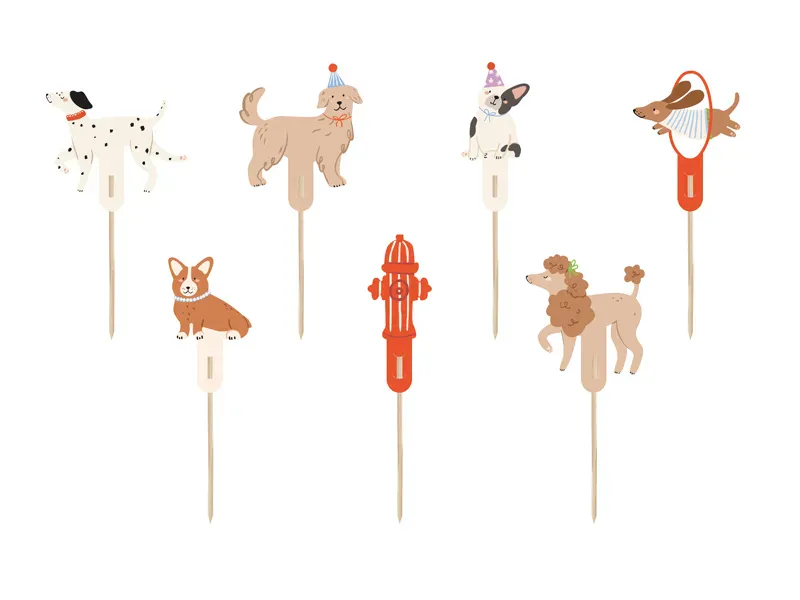 KAKETOPPER TIL MUFFINS – Hund – 7 pk – PartyDeco