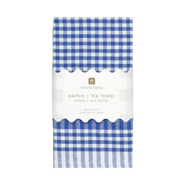 Hovedbilde KJØKKENHÅNDKLE / STOFFSERVIETTER – Gingham blå og ...