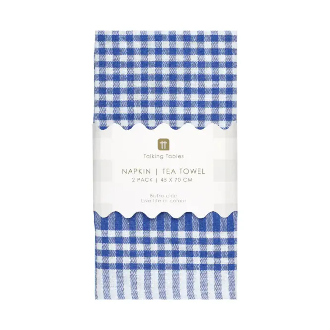 Hovedbilde KJØKKENHÅNDKLE / STOFFSERVIETTER – Gingham blå og ...