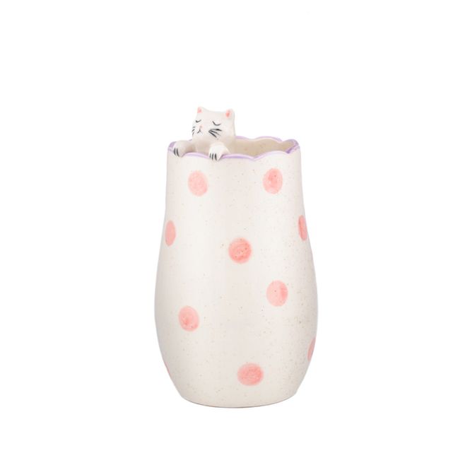 Hovedbilde VASE – Katt på kanten – Prikker i rosa – ...