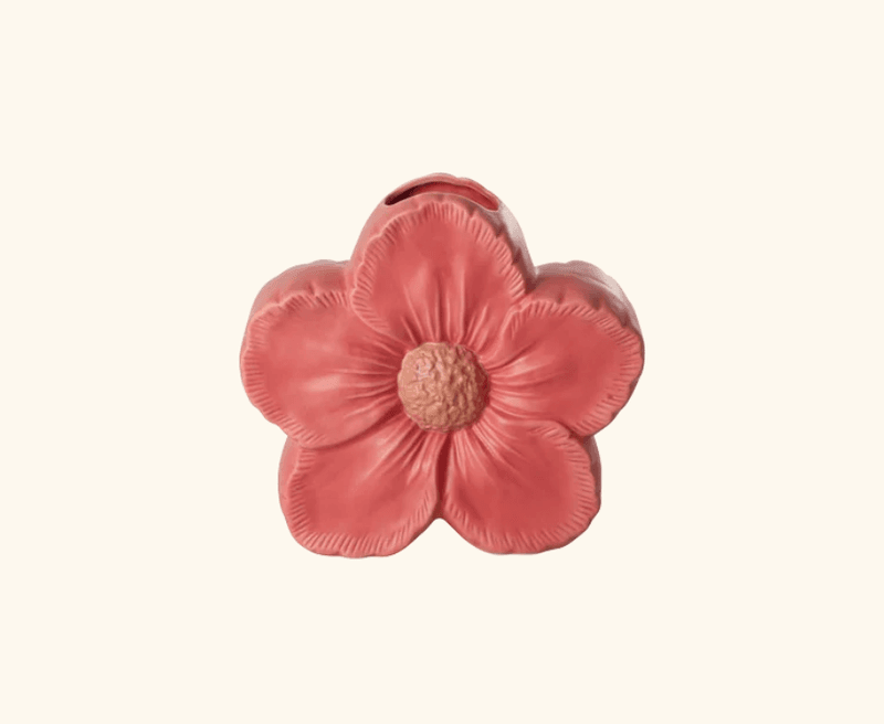 KERAMIKKVASE - Bringebærrosa Blomst - Rice
