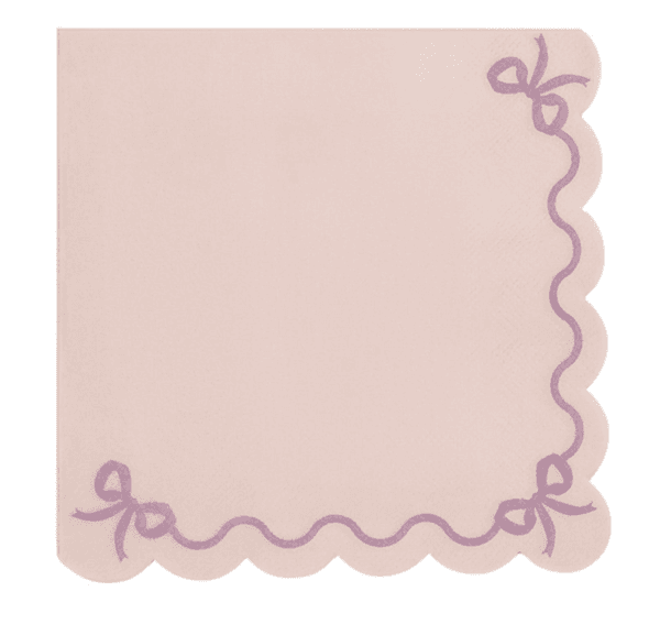 Hovedbilde SERVIETTER – Rosa med sløyfer – 20 stk – ...