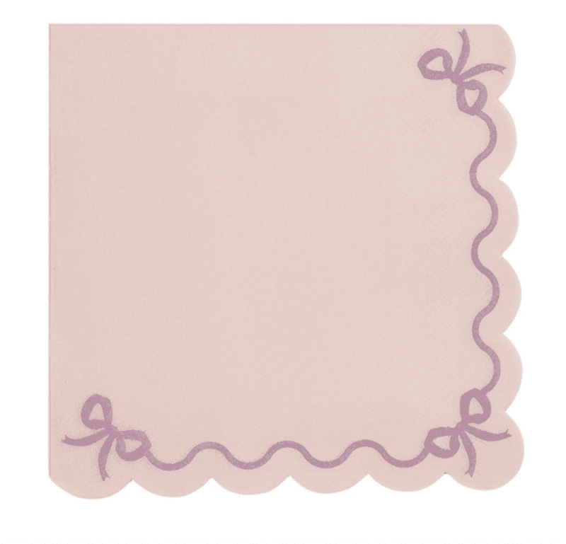 SERVIETTER – Rosa med sløyfer – 12 stk – PartyDeco