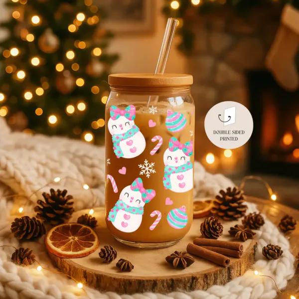 Hovedbilde DRIKKEGLASS MED LOKK OG SUGERØR – Snømann – The ...