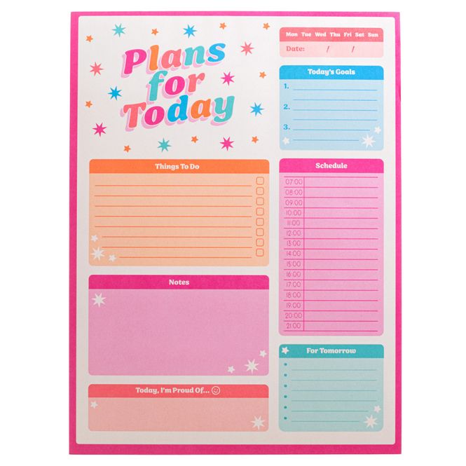 Hovedbilde NOTATBLOKK – Plans For Today – Sass & Belle