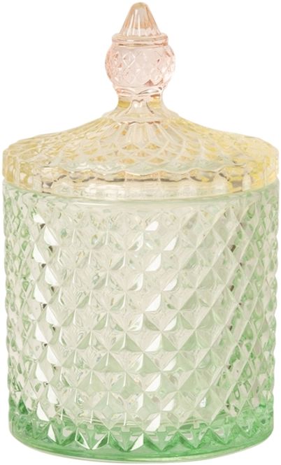 Hovedbilde GLASSKRUKKE MED LOKK – Mønstret glass – Lys ...