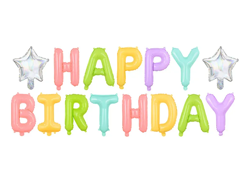 FOLIEBALLONG – Happy Birthday pastell – PartyDeco