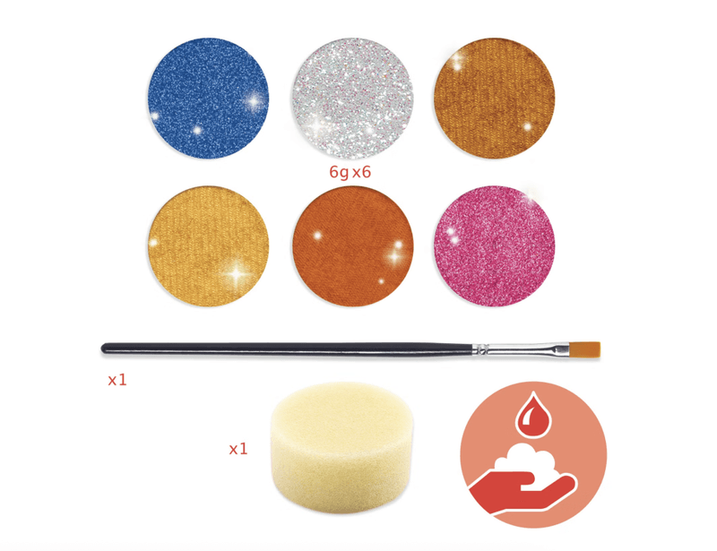 ANSIKTSMALING – 6 glitterfarger – Djeco