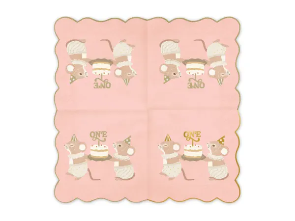 Hovedbilde SERVIETTER – 1 år Mus – Rosa – 12 pk ...