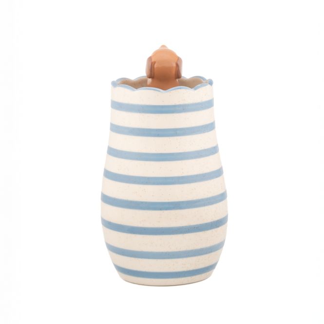 Hovedbilde VASE – Dachshund på kanten – Blå striper ...